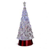 Crystal Christmas tree with star topper and red base, festive home décor accent