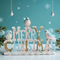 Merry Christmas Birds Pink & Blue