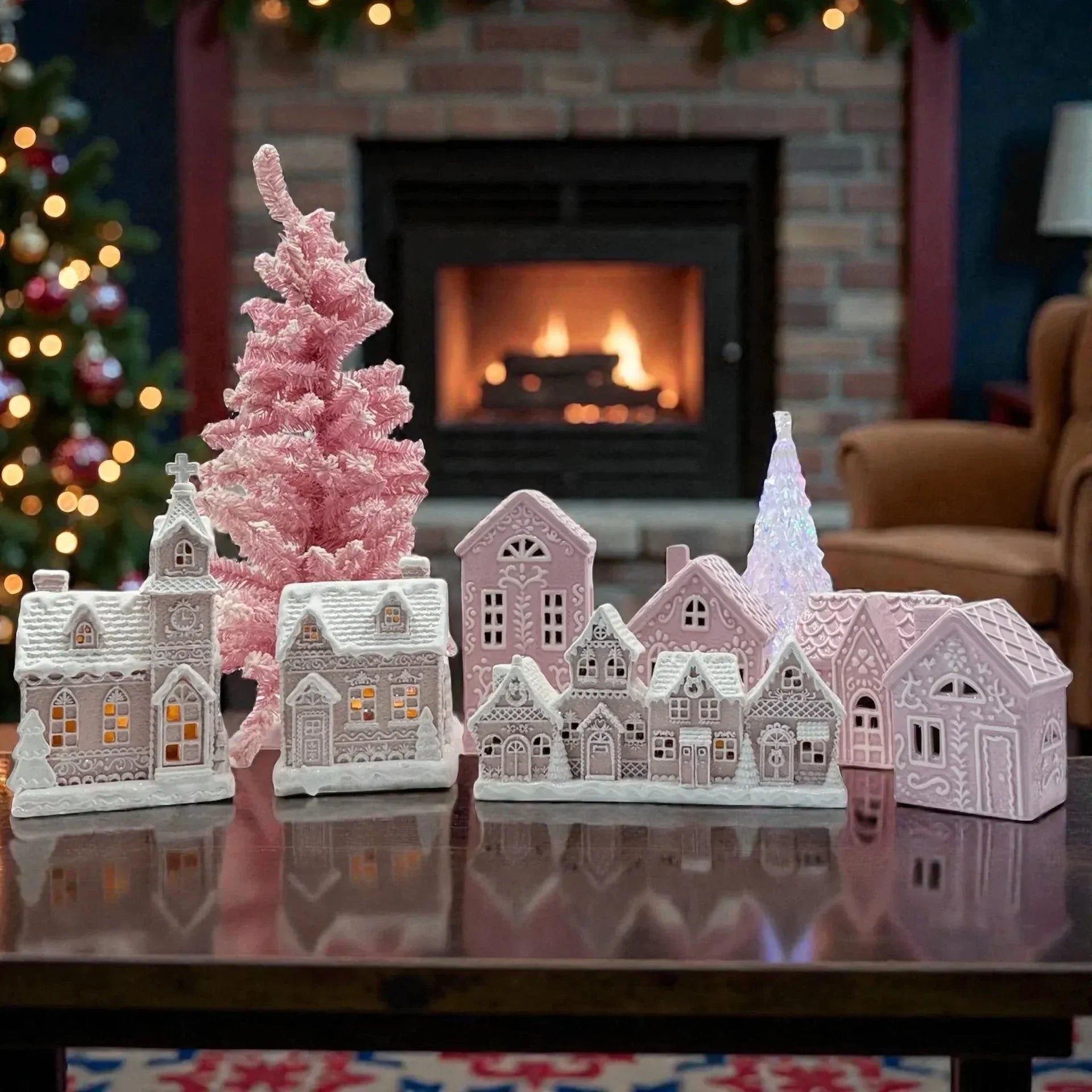 LED Pink Gingerbread Townhouse