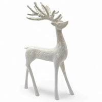 White ceramic deer figurine with antlers, elegant home décor accent piece