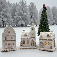 LED White Gingerbread Hotel