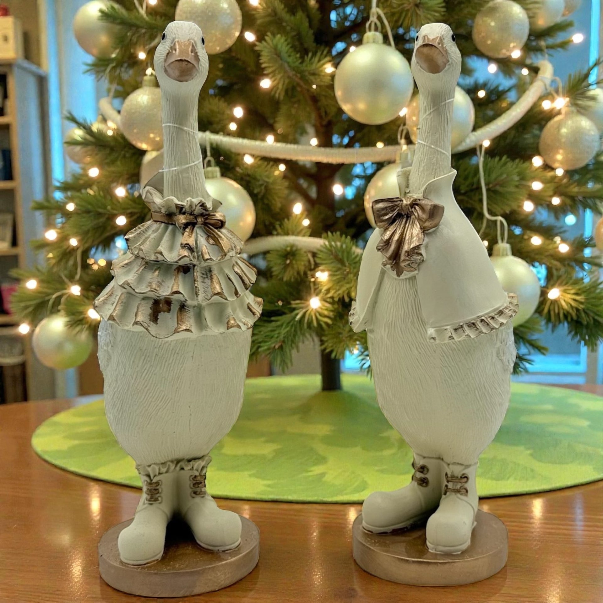 Ivory & Gold Regal Duck With Cape