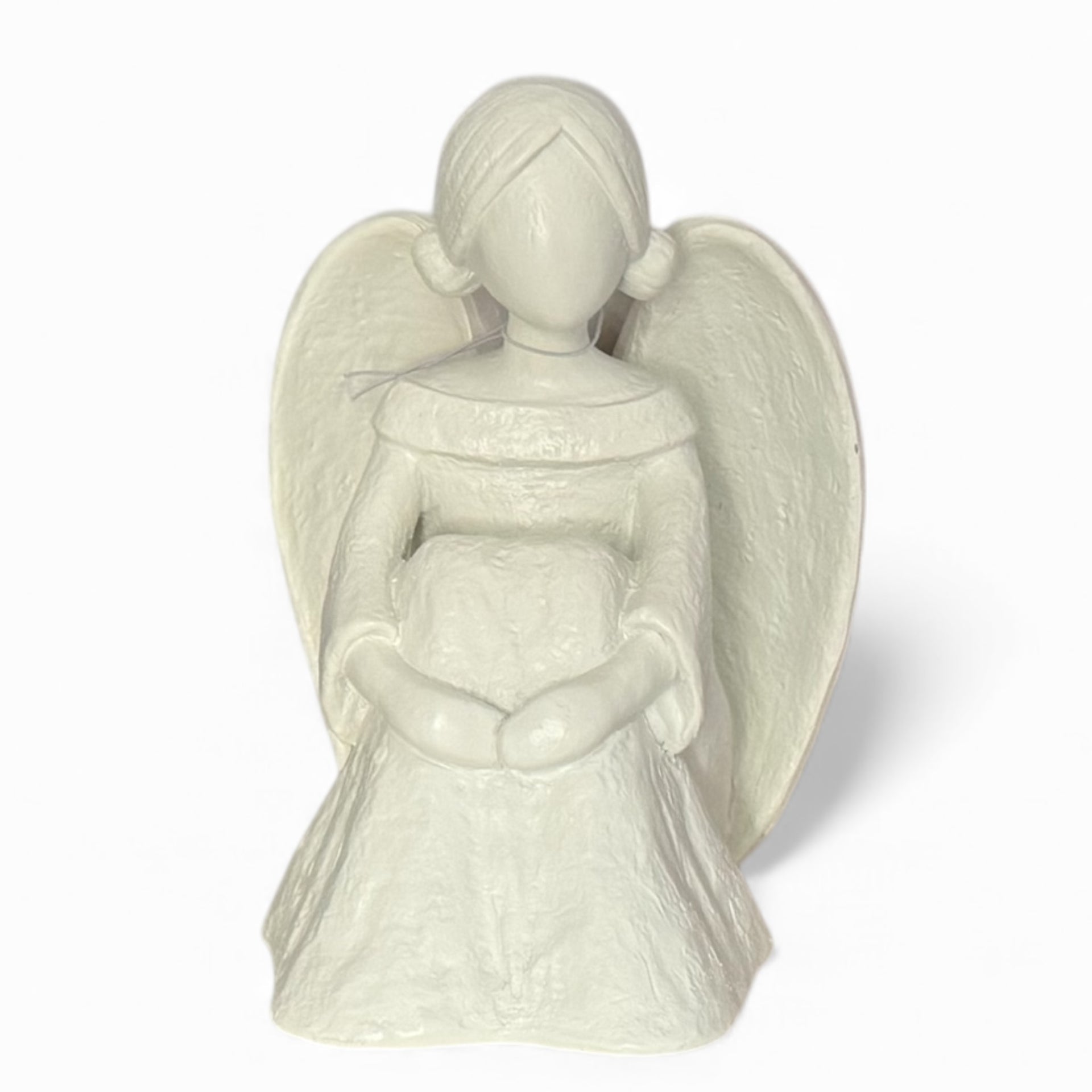 White Etched Angel - Seated Contemplative 10.6x12.1x14.5cm