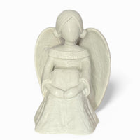 White Etched Angel - Seated Contemplative 10.6x12.1x14.5cm