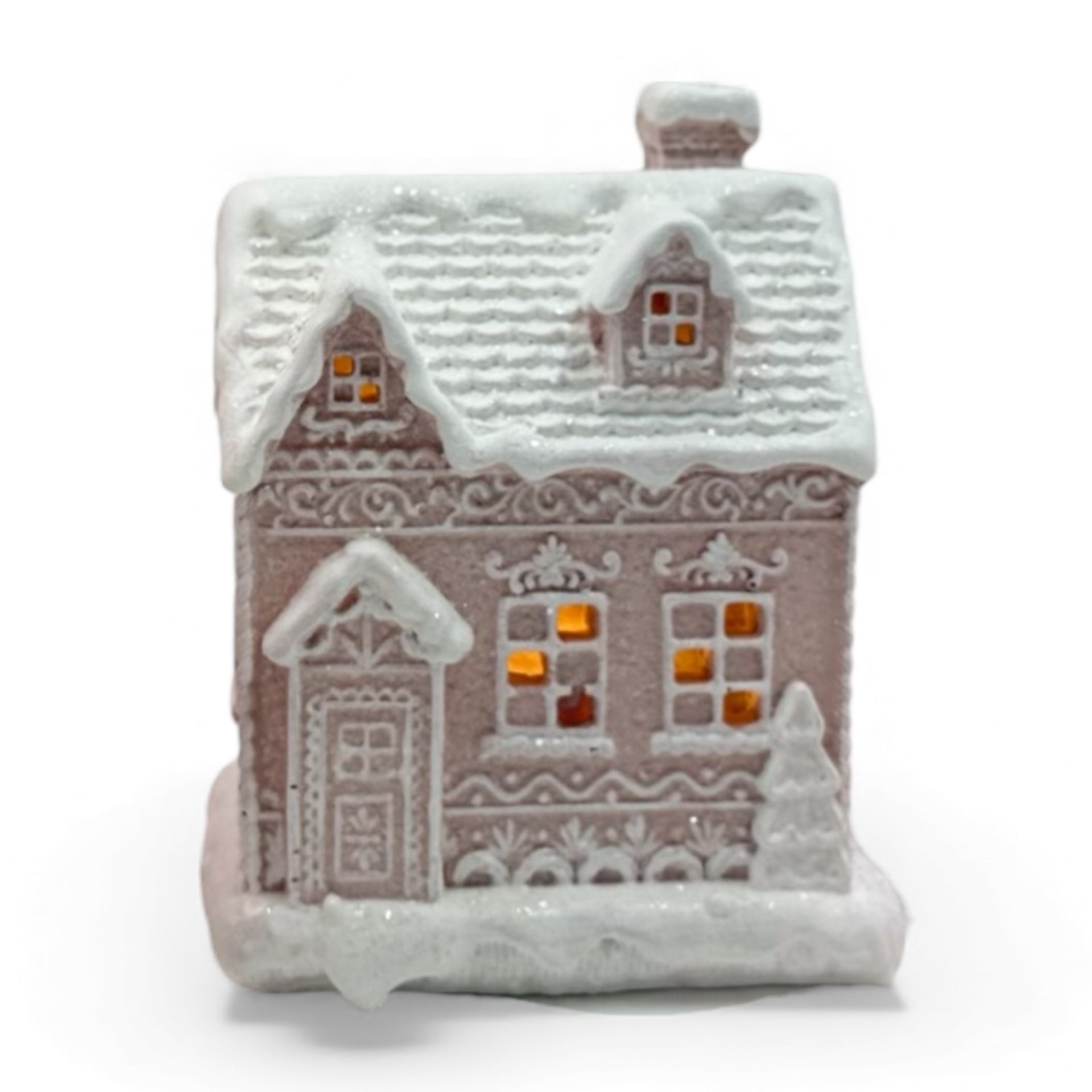 LED Pink Gingerbread Cottage - 13x10.5x17 cm 