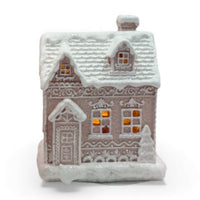 LED Pink Gingerbread Cottage - 13x10.5x17 cm 