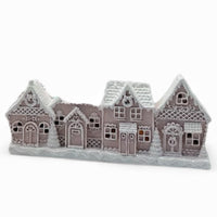 LED Piped Pink Gingerbread Village - 24.7x6.4x12.7 cm