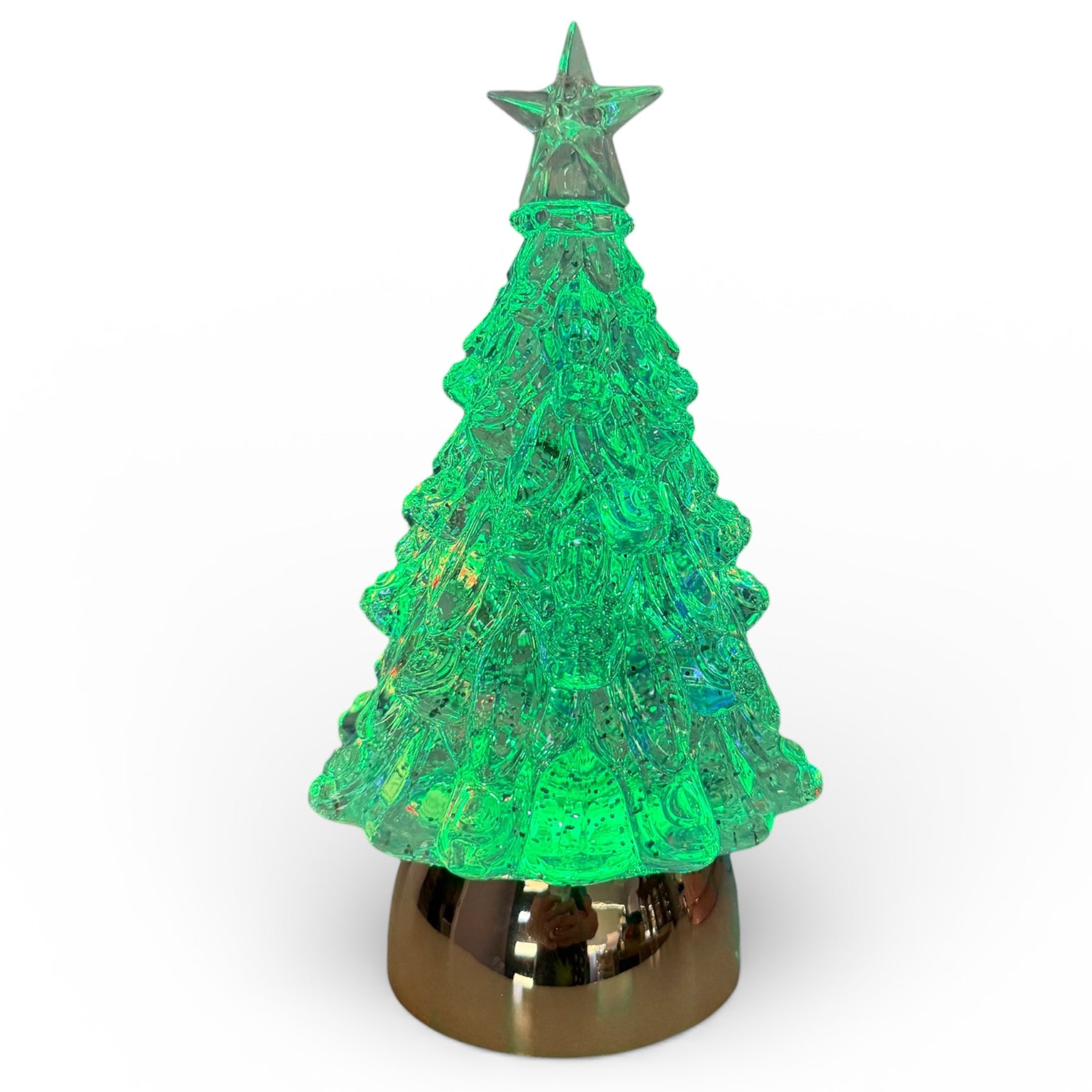 LED Christmas Tree Snow Globe Red, Gold or Bronze