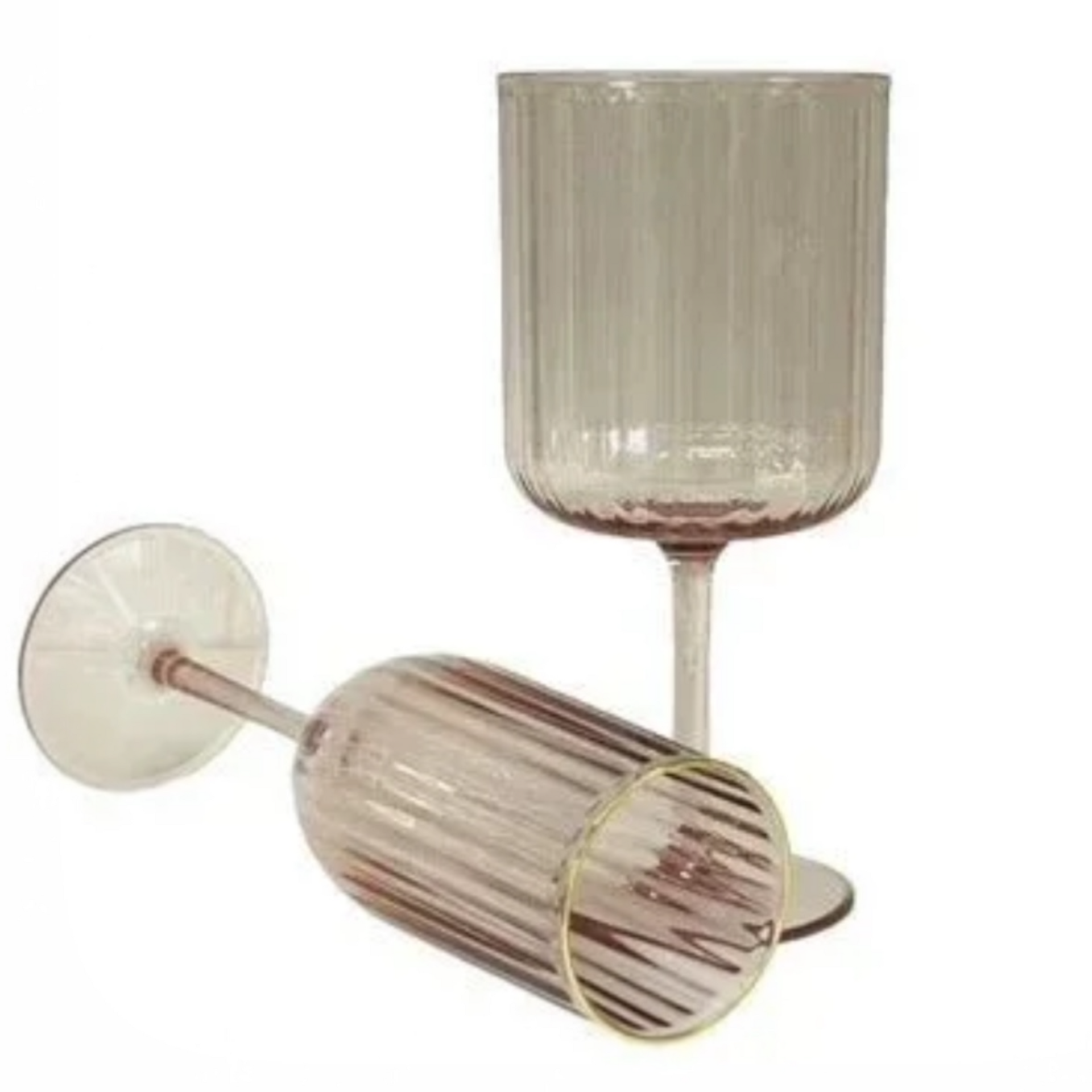 Pink Ribbed Acrylic with Gold Rim