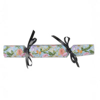 Elegant floral Christmas cracker with black ribbon, perfect for holiday décor and festive gifting.