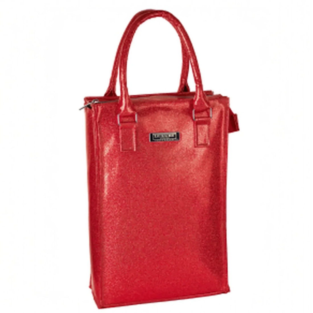 Red glitter tote bag with top handles, perfect for stylish home accessories or gifting