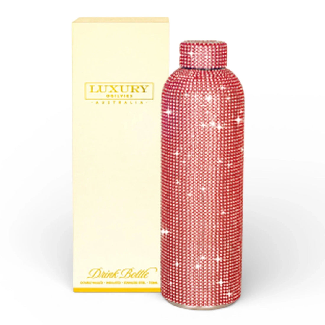 Diamonte Red Drink Bottle - 750ml Double Wall Stainless Steel Soft Touch