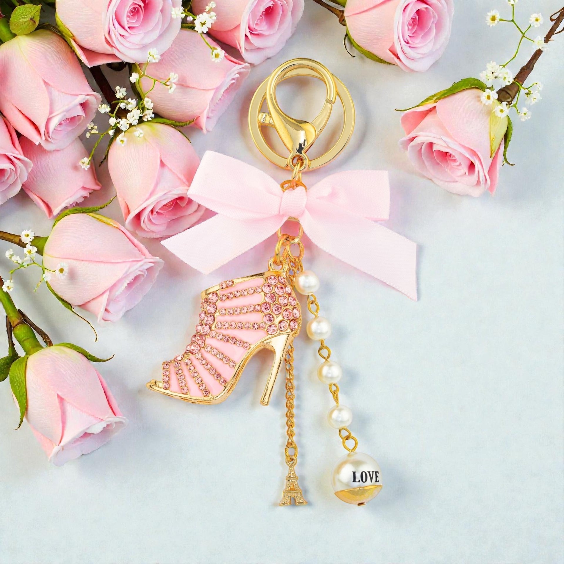 Luxury Charm Key Ring - Shoe Pink