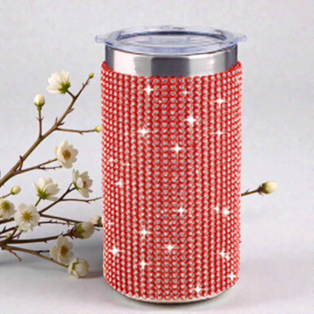 Travel Cup Diamonte Red - 350ml Twin Wall Stainless Steel Soft Touch