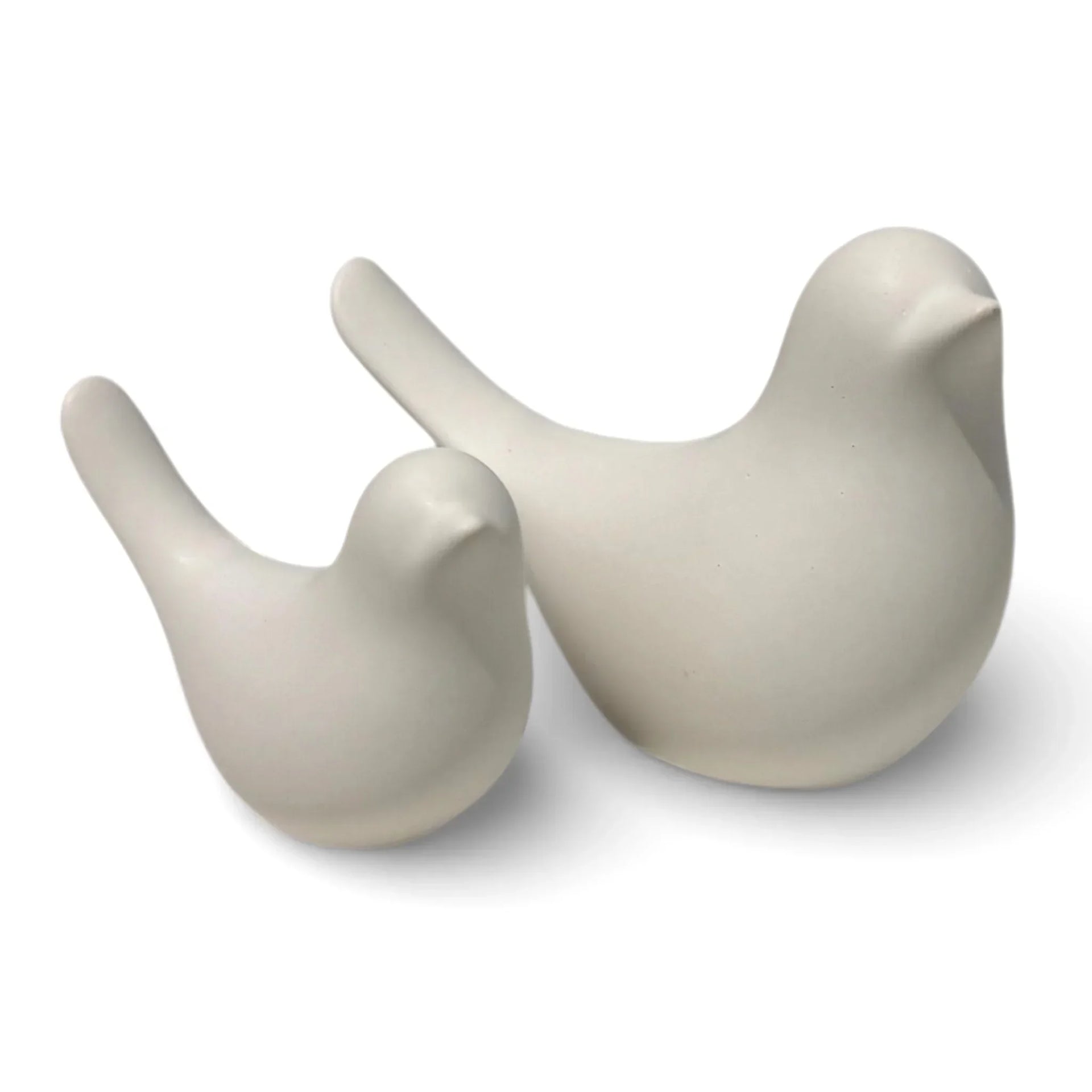 Minimalist white ceramic bird figurines for modern home décor and shelf styling
