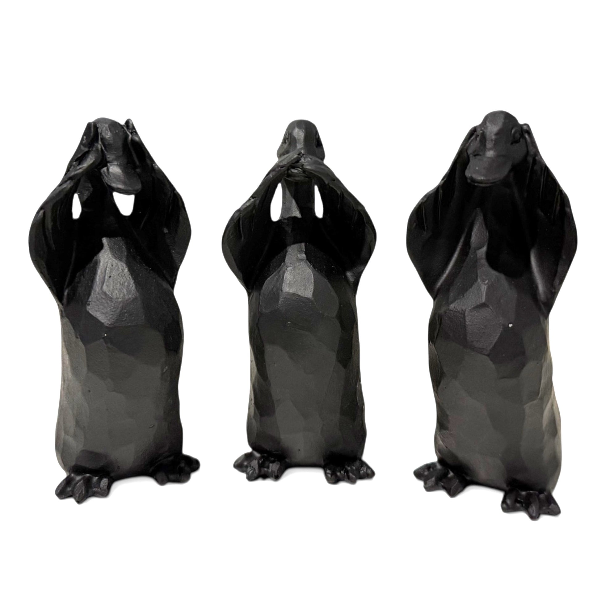 Hear, See, Say No Evil Set Ducks Black (13x11cm)