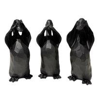 Hear, See, Say No Evil Set Ducks Black (13x11cm)