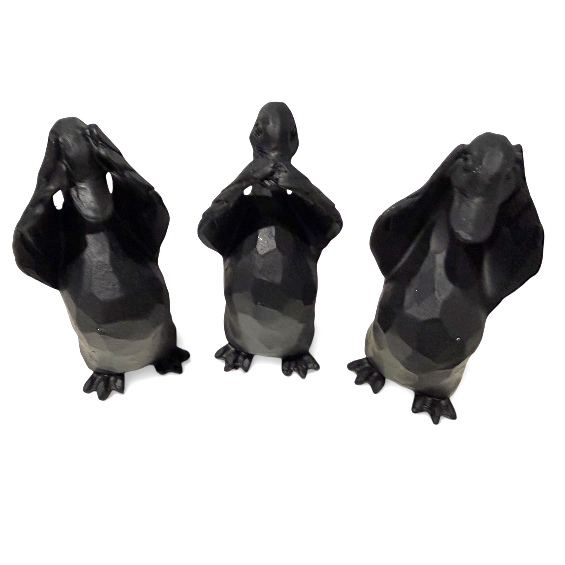 Hear, See, Say No Evil Set Ducks Black (13x11cm)