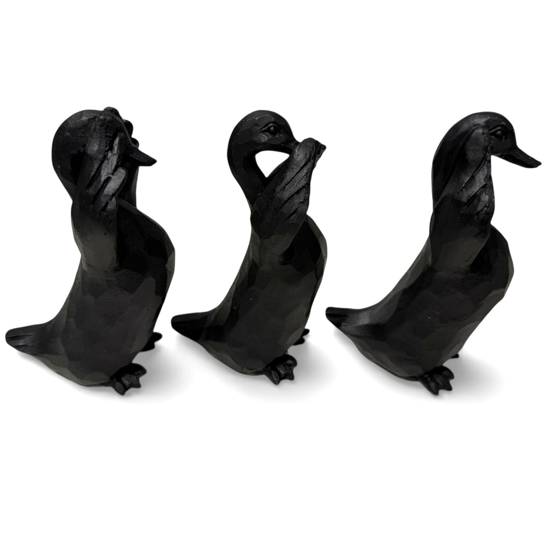 Hear, See, Say No Evil Set Ducks Black (13x11cm)