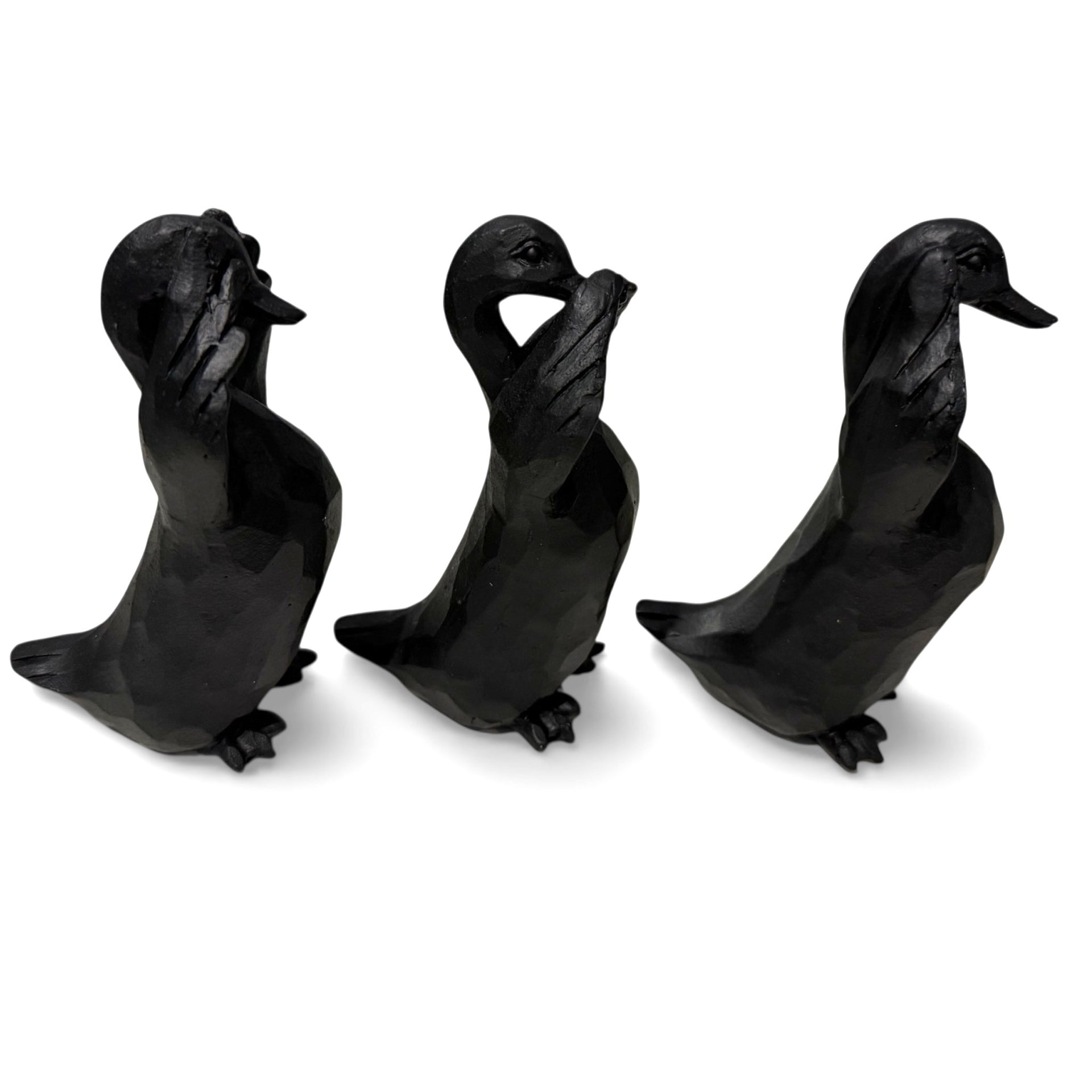 Hear, See, Say No Evil Set Ducks Black (13x11cm)