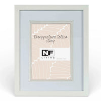 White wooden photo frame 5x7 inch for home decor, displays 'Every picture tells a story' with NF Living logo