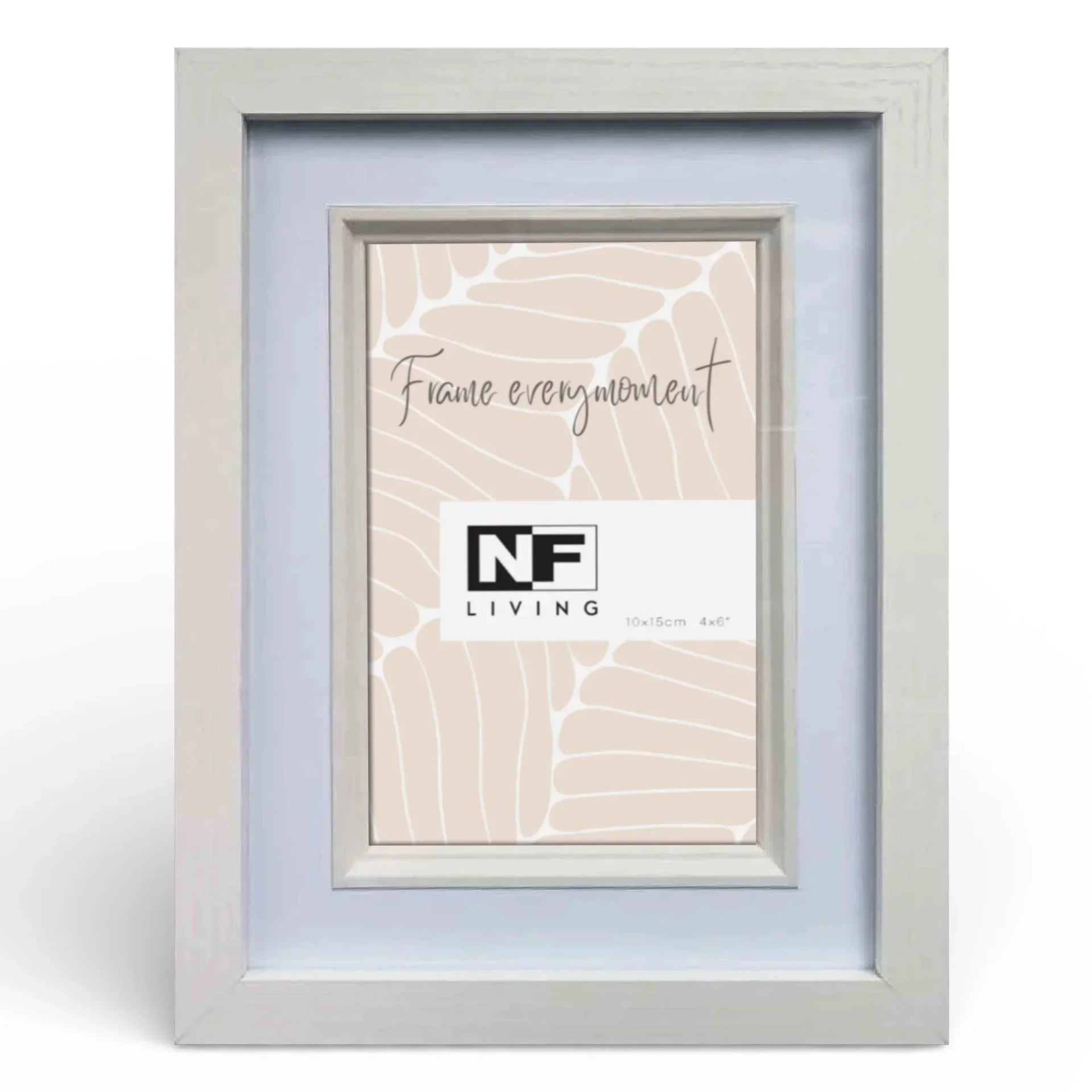 Light grey wooden photo frame with matte finish, 4x6 inch, for home décor and wall display
