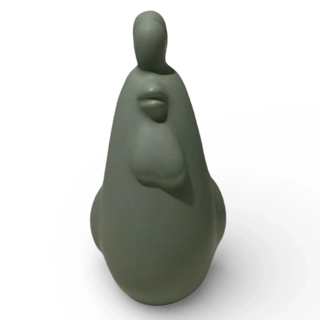 Sage green abstract ceramic sculpture, modern home décor accent piece