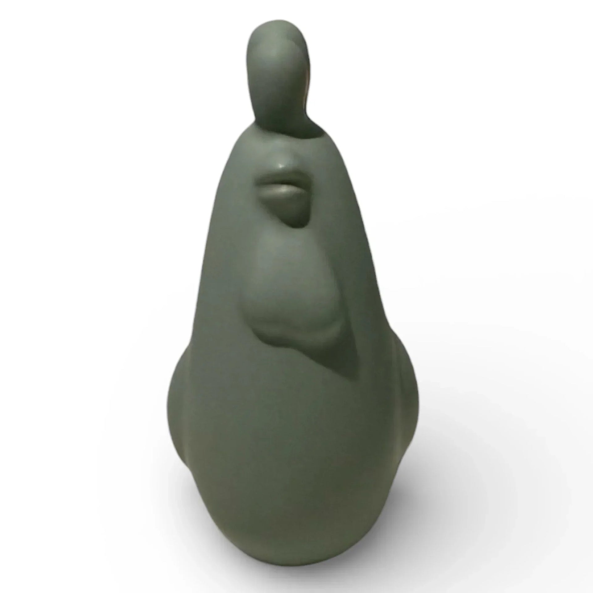 Sage green abstract ceramic sculpture, modern home décor accent piece