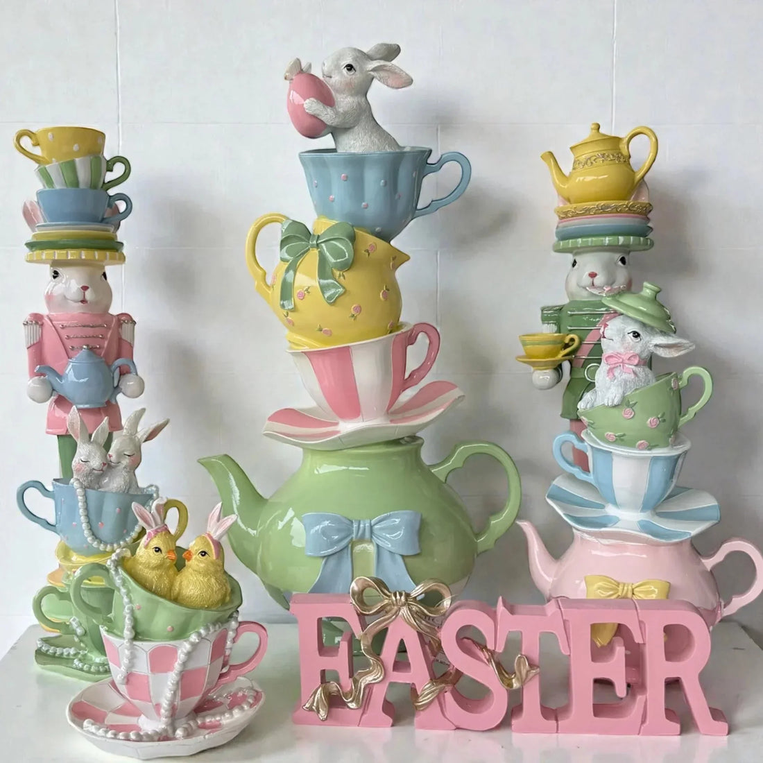 Sweet Teapot Bunny 2 Teacups - 26cm