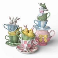 Sweet Teapot Bunny 2 Teacups - 26cm