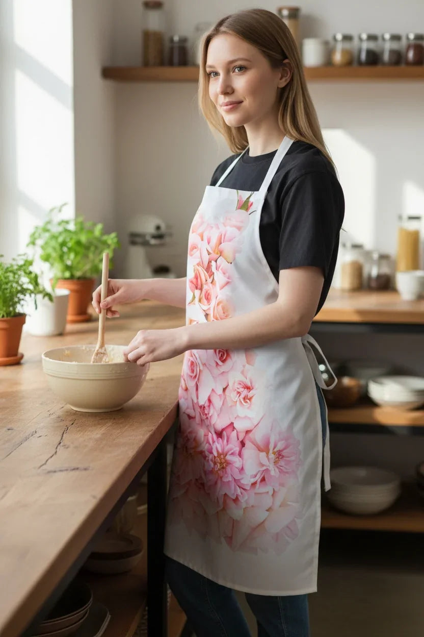 Elegant Cecile Brunner Rose Apron