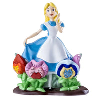 Alice in Wonderland figurine with talking flowers, vintage home décor collectible