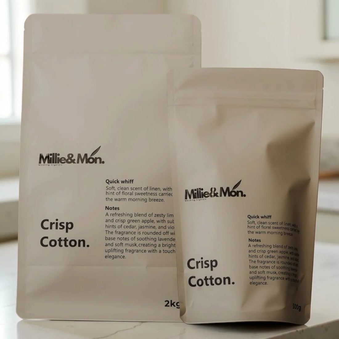 Premium Meets Freshness - 2kg Mille&Mon Crisp Cotton Washing Crystals