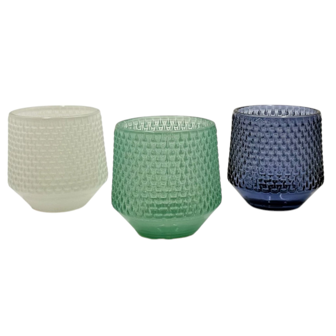 Glass Tealight Holder 7.5cm -Blue, White or Sage