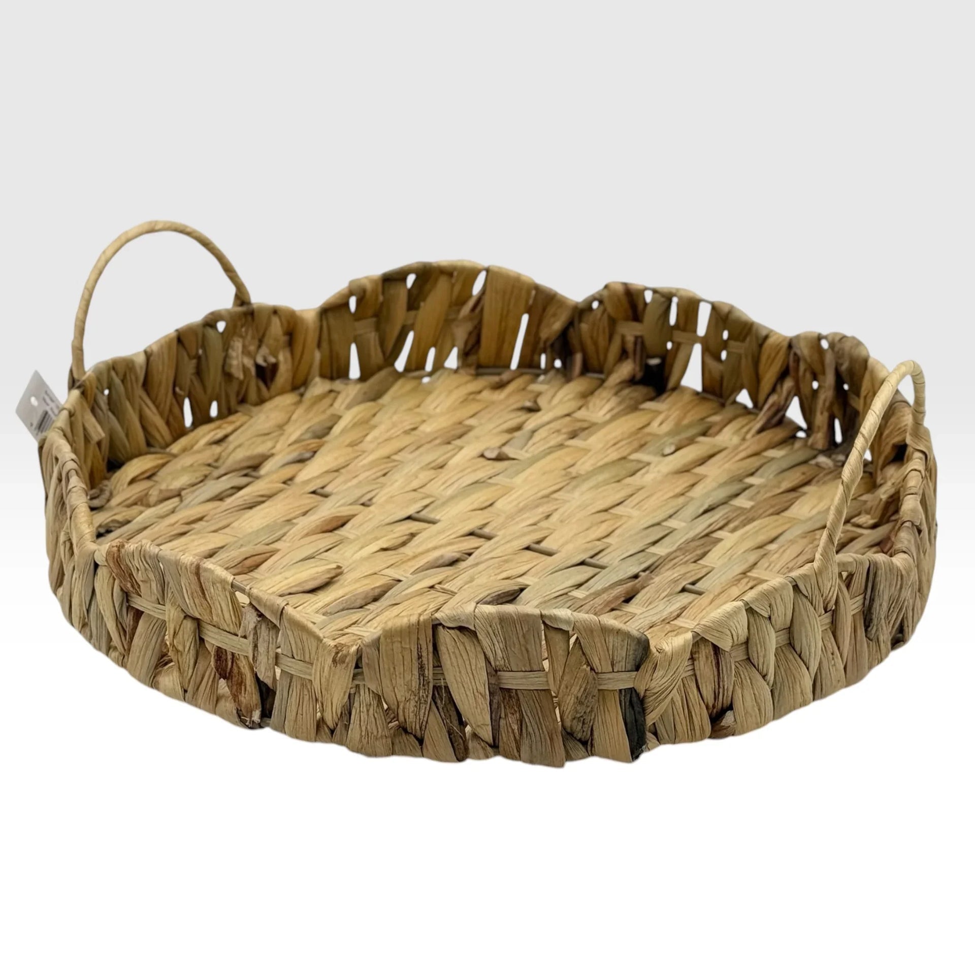Woven seagrass tray with handles, natural home decor for living room or kitchen styling