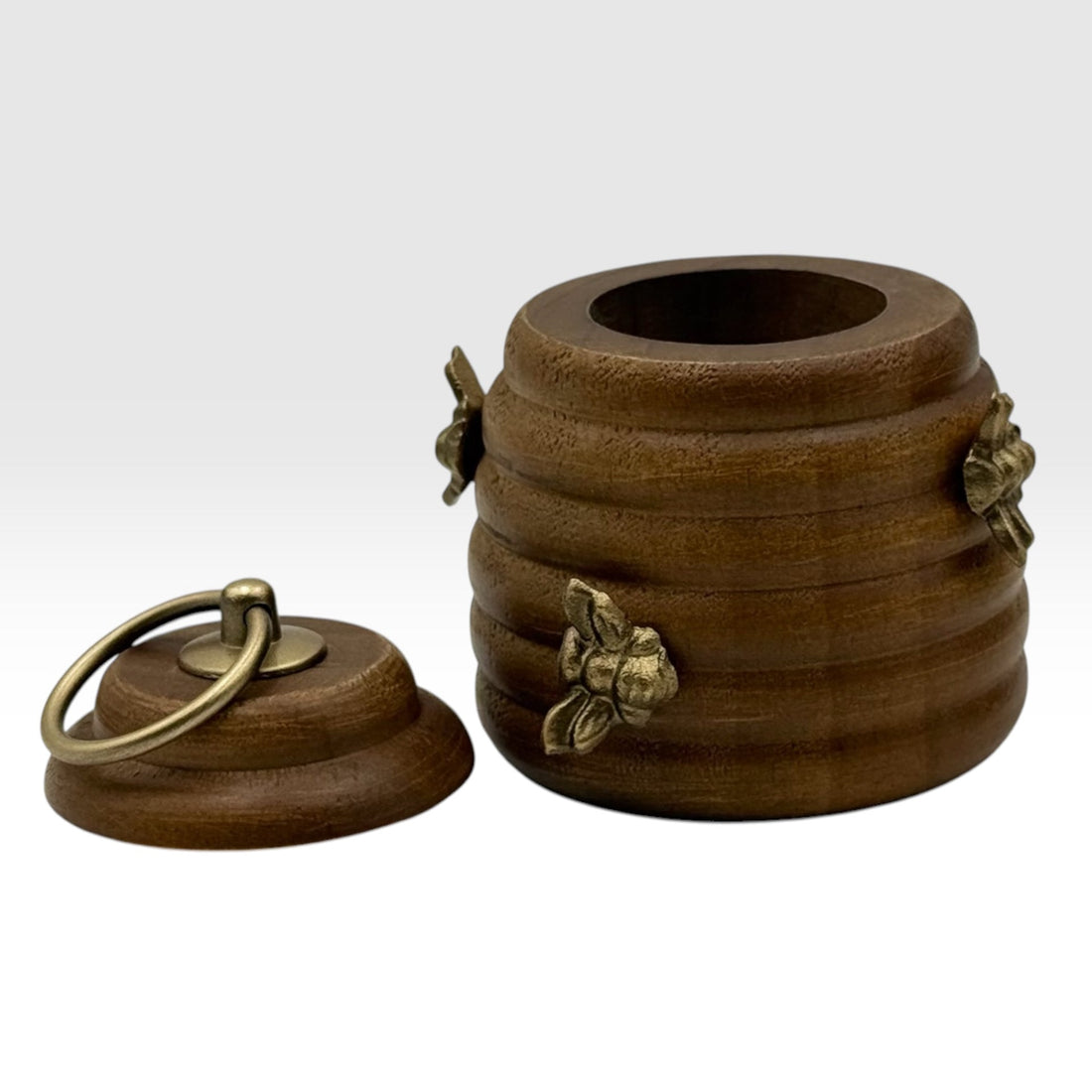 Small Timber Beehive Honey Pot