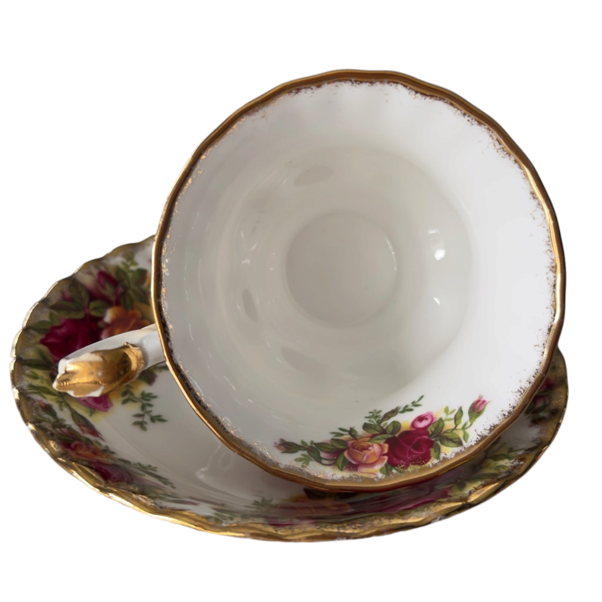 Royal Albert Old Country Roses Cup & Saucer Duo — Mild Rubbed Gilding