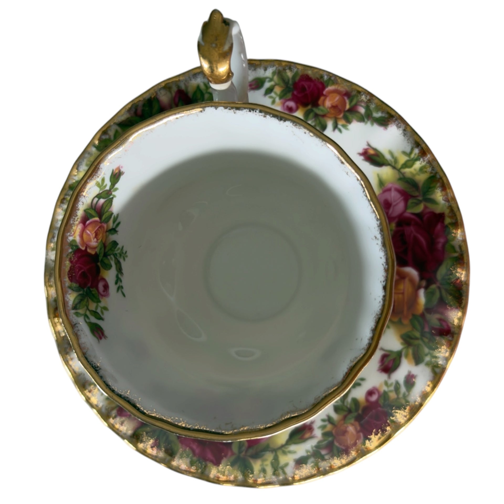 Royal Albert Old Country Roses Cup & Saucer Duo — Mild Rubbed Gilding