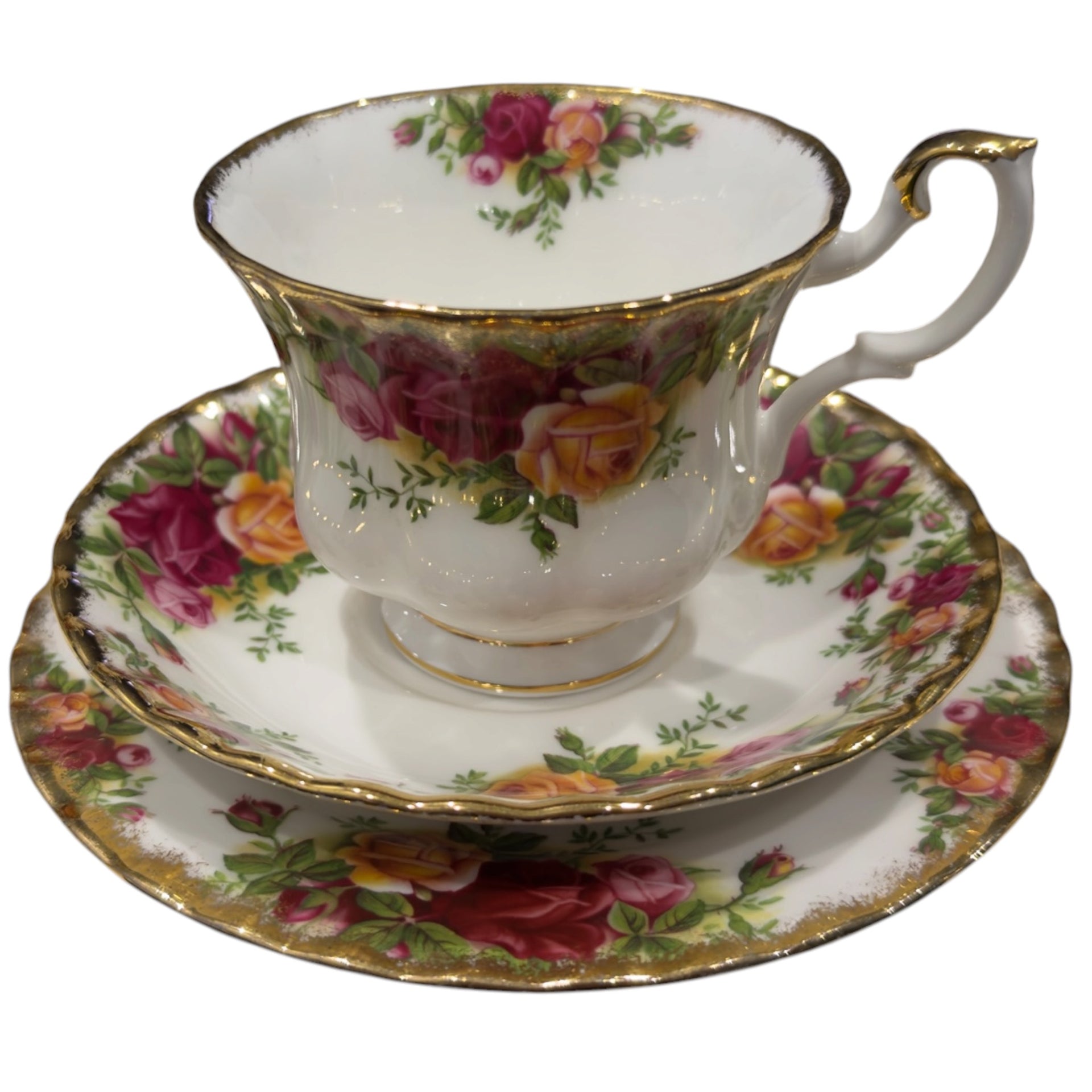 Royal Albert Old Country Roses Cup, Saucer & Plate Trio — Dot Only