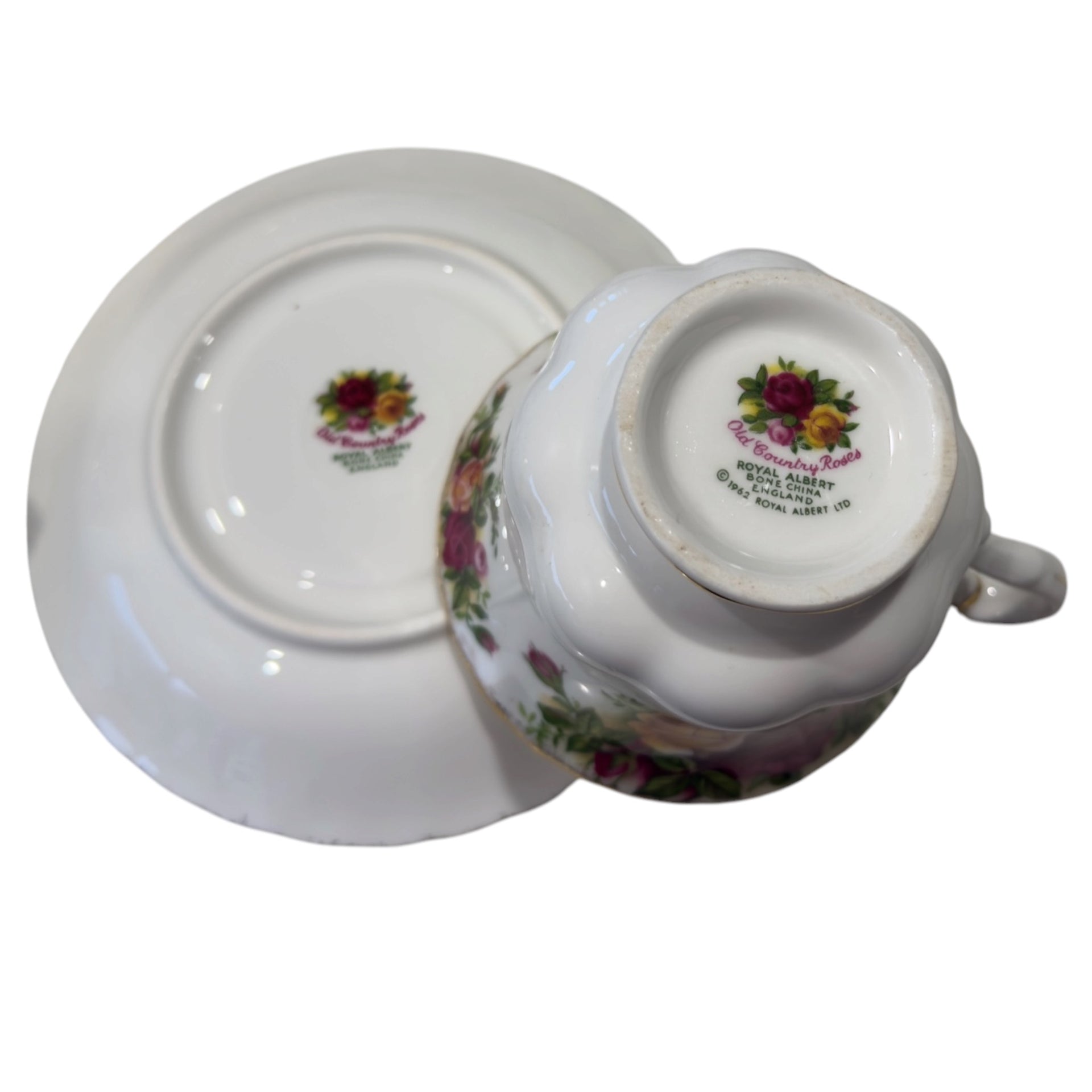Royal Albert Old Country Roses Cup & Saucer Duo — Mismatched Backstamp