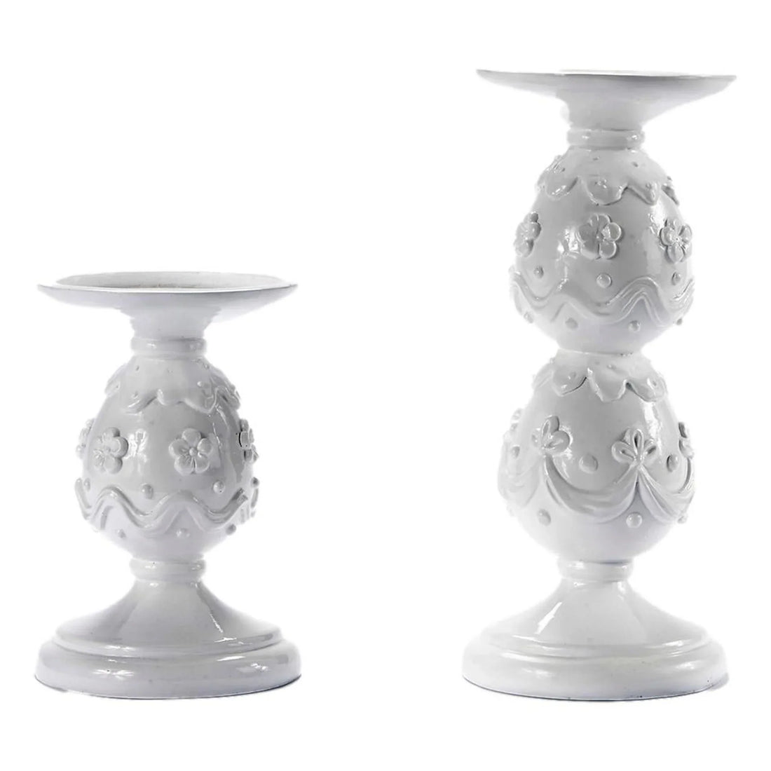 White Egg 14cm Candle Holder