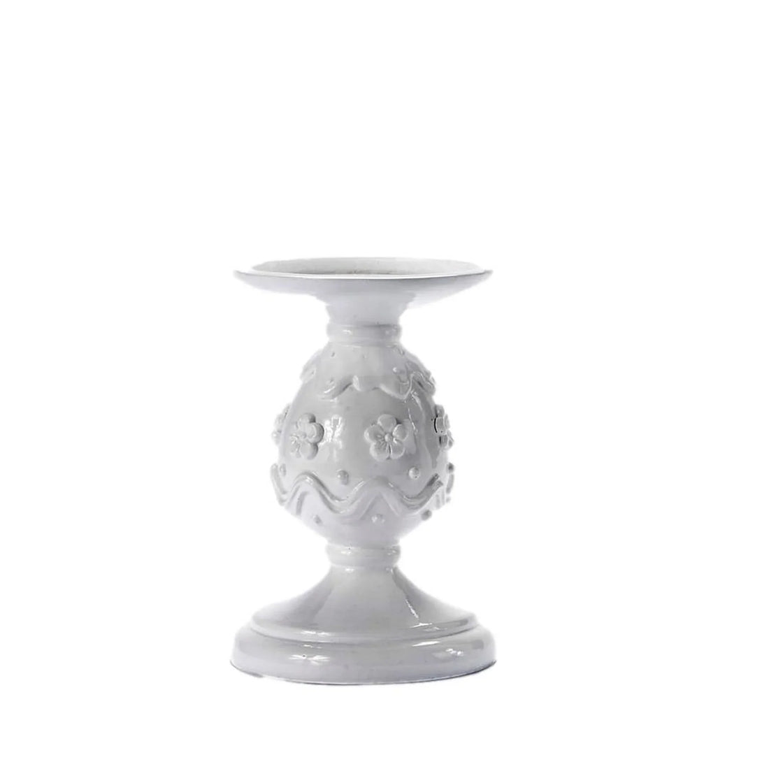 White Egg 14cm Candle Holder