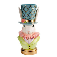 Elegant bunny figurine in top hat and ruffled collar, vintage home décor accent piece