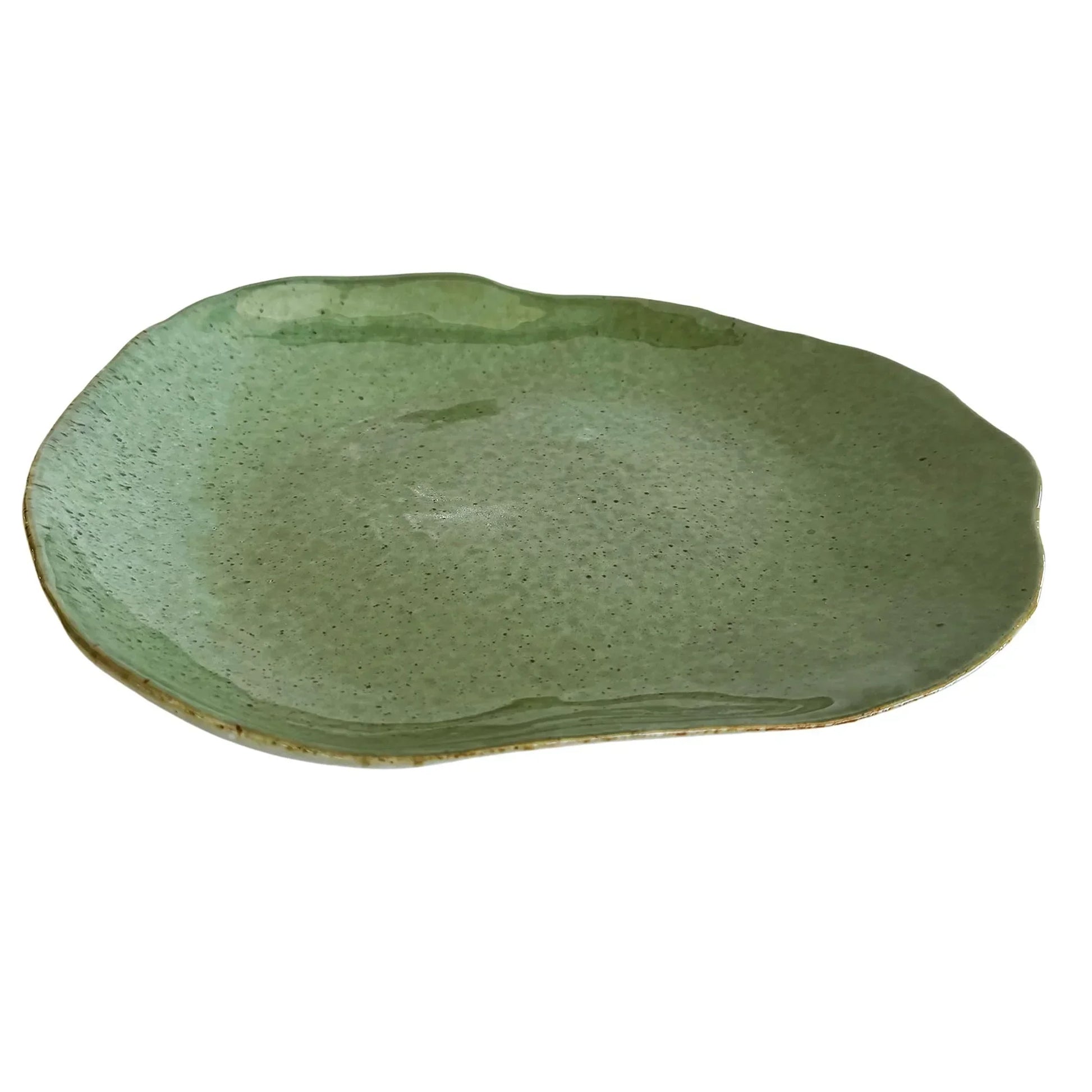 Olive Abstract Oval Platter - 31x25cm