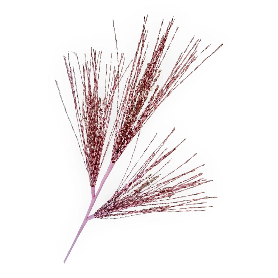 Pink glittery decorative grass stem for home décor and festive styling