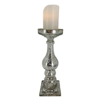 Large Silver Glass Candle Holder 36cm