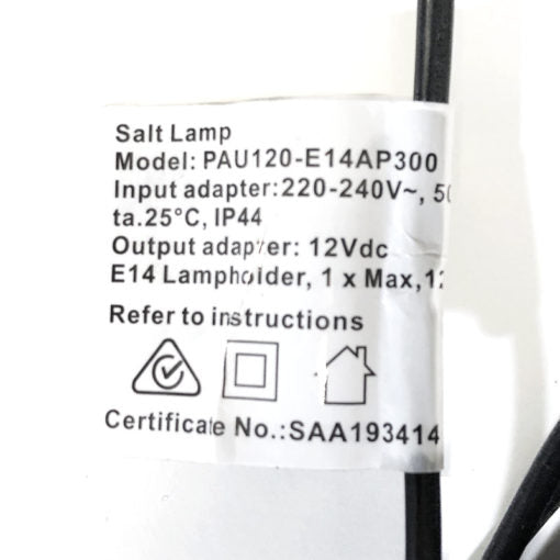 Replacement Himalayan Salt Lamp Power Cord – Black (12V DC)