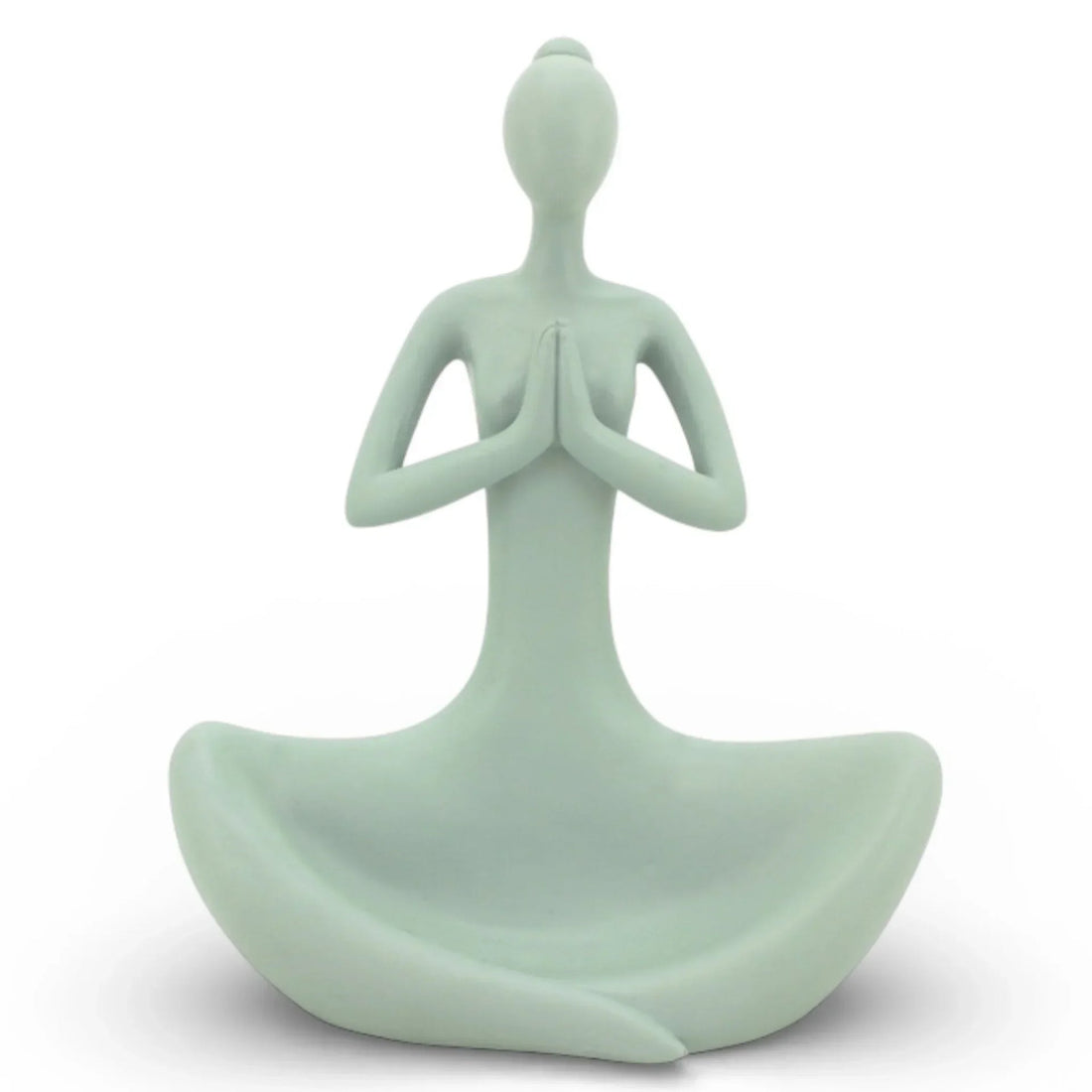 Mint green meditation figurine for home décor, serene yoga pose sculpture