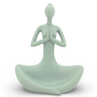 Mint green meditation figurine for home décor, serene yoga pose sculpture