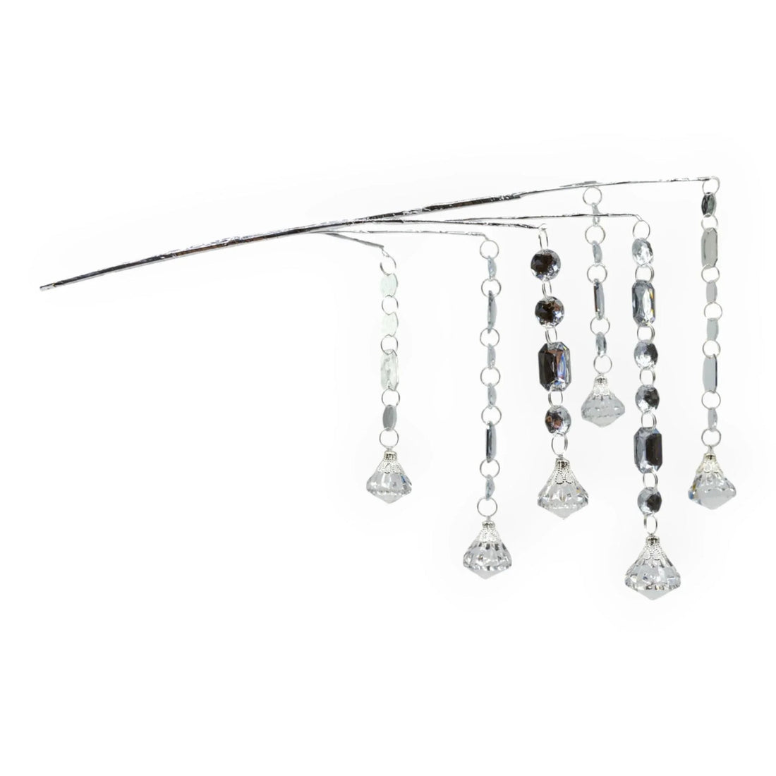 Elegant crystal hair accessory with dangling beads and faceted gems for bridal or formal wear